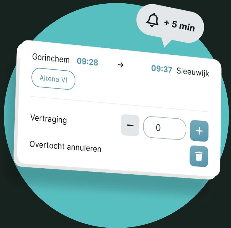 Schipper-interface met opties voor vertraging en annulering van een overtocht